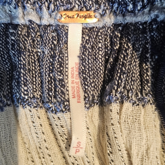 Free People Cozy Striped Mini Dress Indigo Combo Blue/Cream Balloon Sleeve Small - Picture 8 of 12